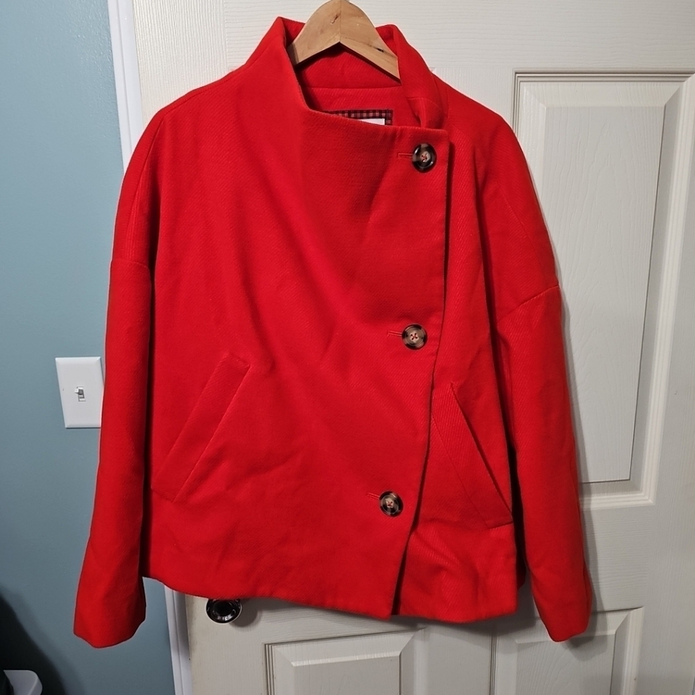 Anthropologie Sascha Red Asymmetrical Jacket Women's Large NWOT Condition $180